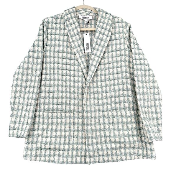 BB Dakota Steve‎ Madden Geek Chic Sea Mist Plaid Jacket Blazer Size Large - Picture 1 of 10